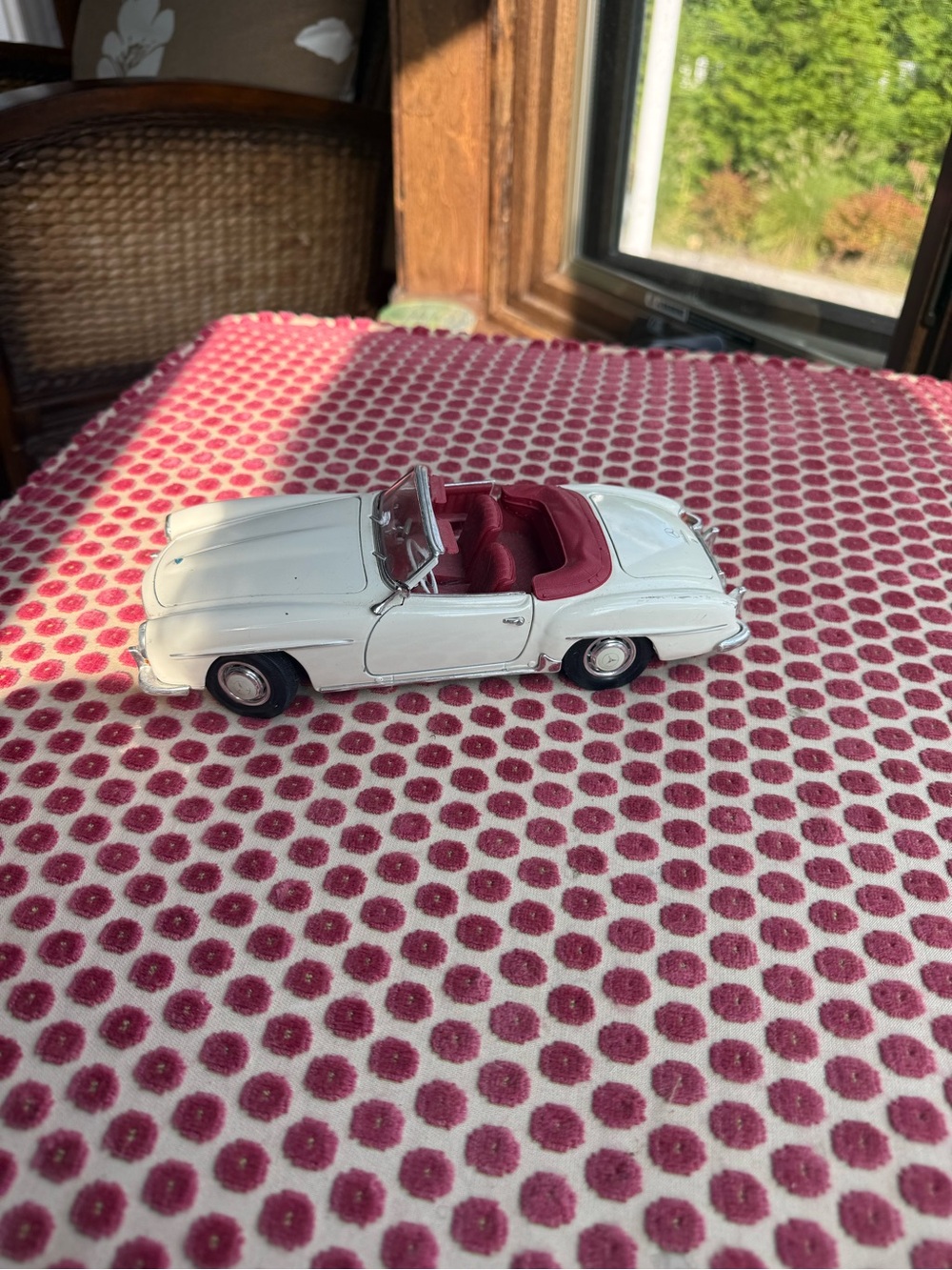 Classic Mercedes 190 SL Convertible Decorative Model Car with Burgundy Interior